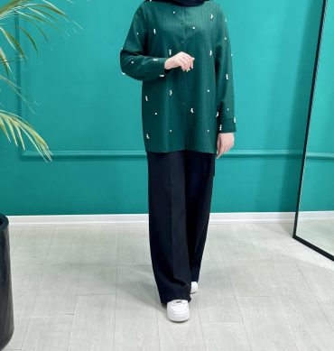 شومیز بلند سنگ و مروارید