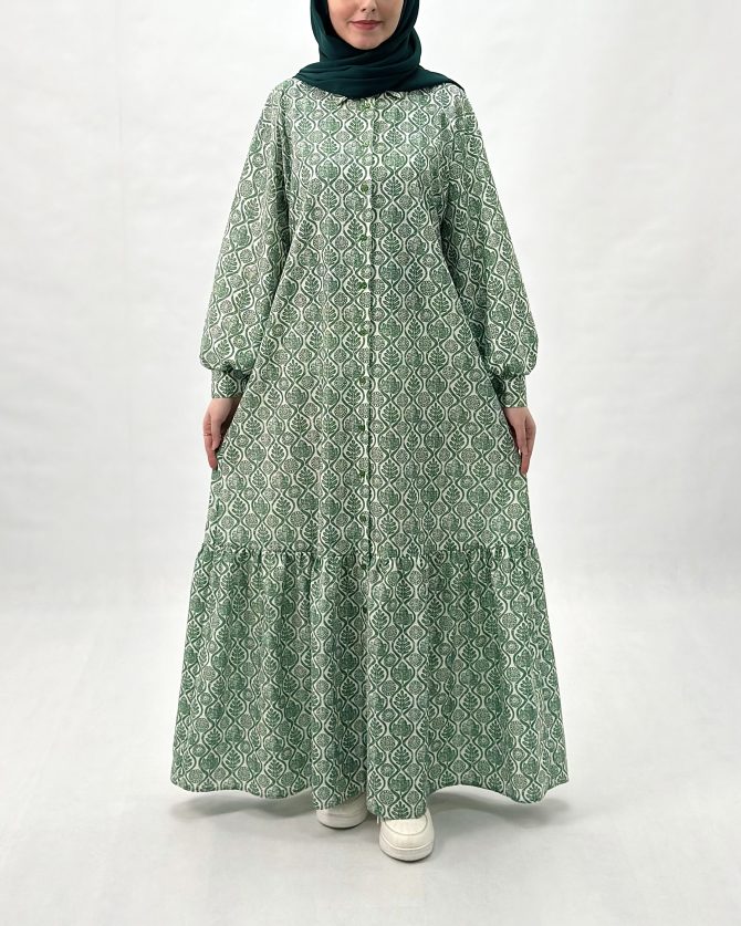 مانتو پیراهنی برگ و گل - Image 5