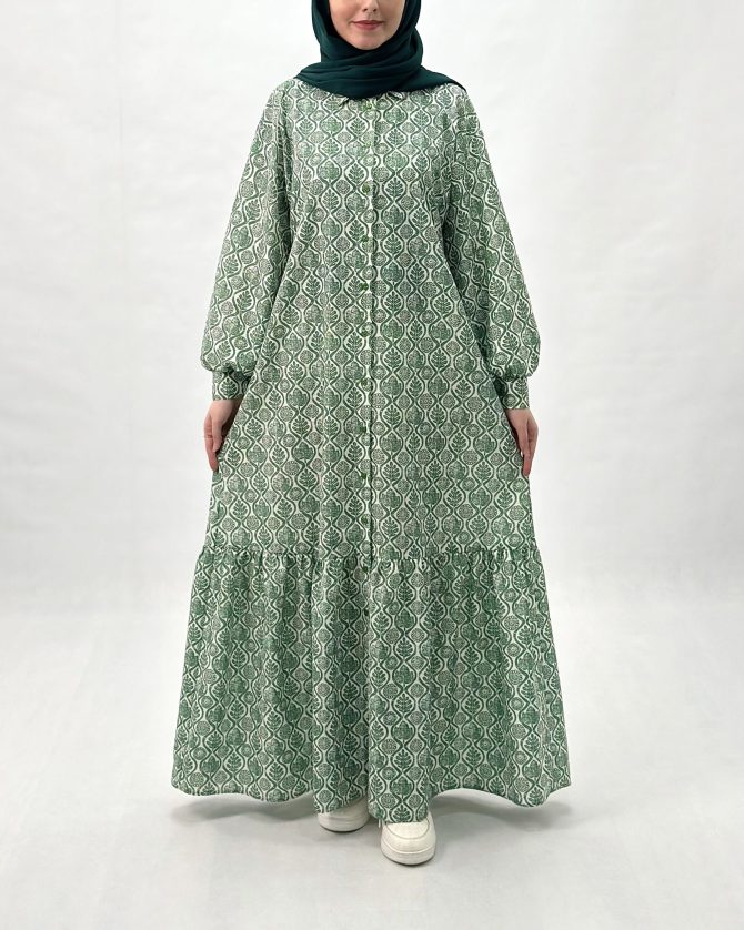 مانتو پیراهنی برگ و گل - Image 5
